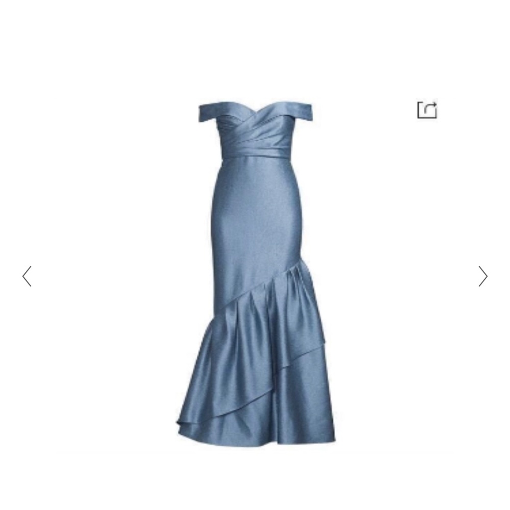 Aidan Mattox Blue off shoulder mermaid gown